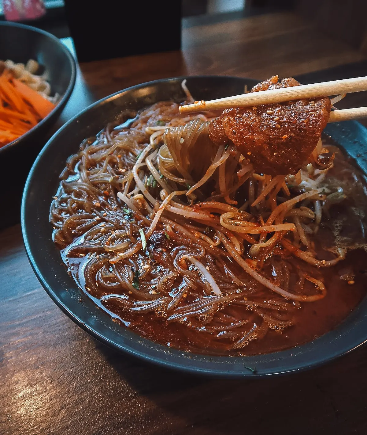 Vegan noodle soup dish from Happy Veggie