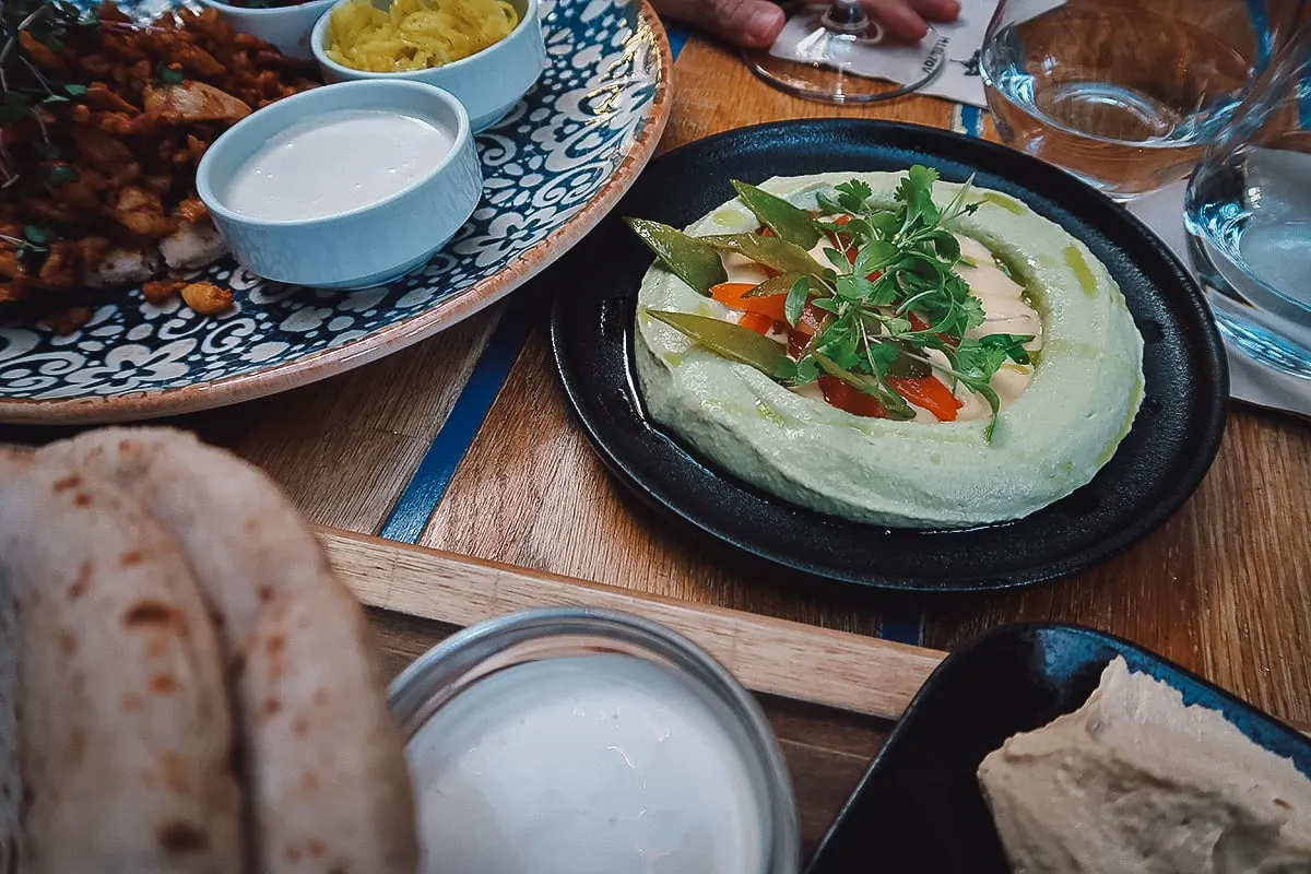 Seasonal hummus at Mazel Tov