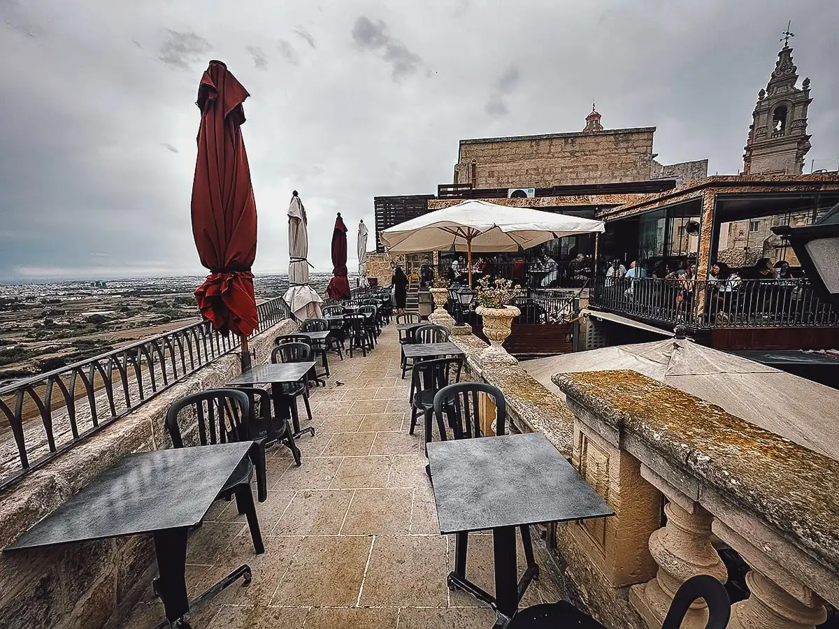 Malta Restaurant Guide Outdoor seating at Fontanella Tea Garden