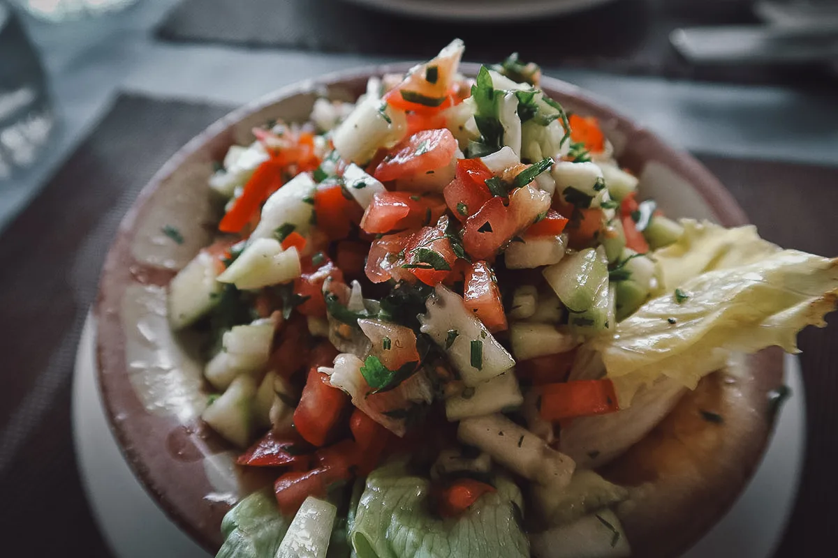 Moroccan salad at a restaurant in Tangier