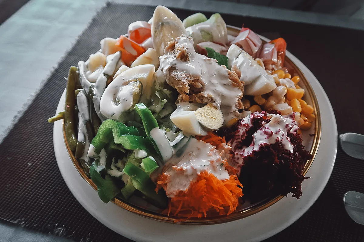 Salad Nicoise at a restaurant in Tangier