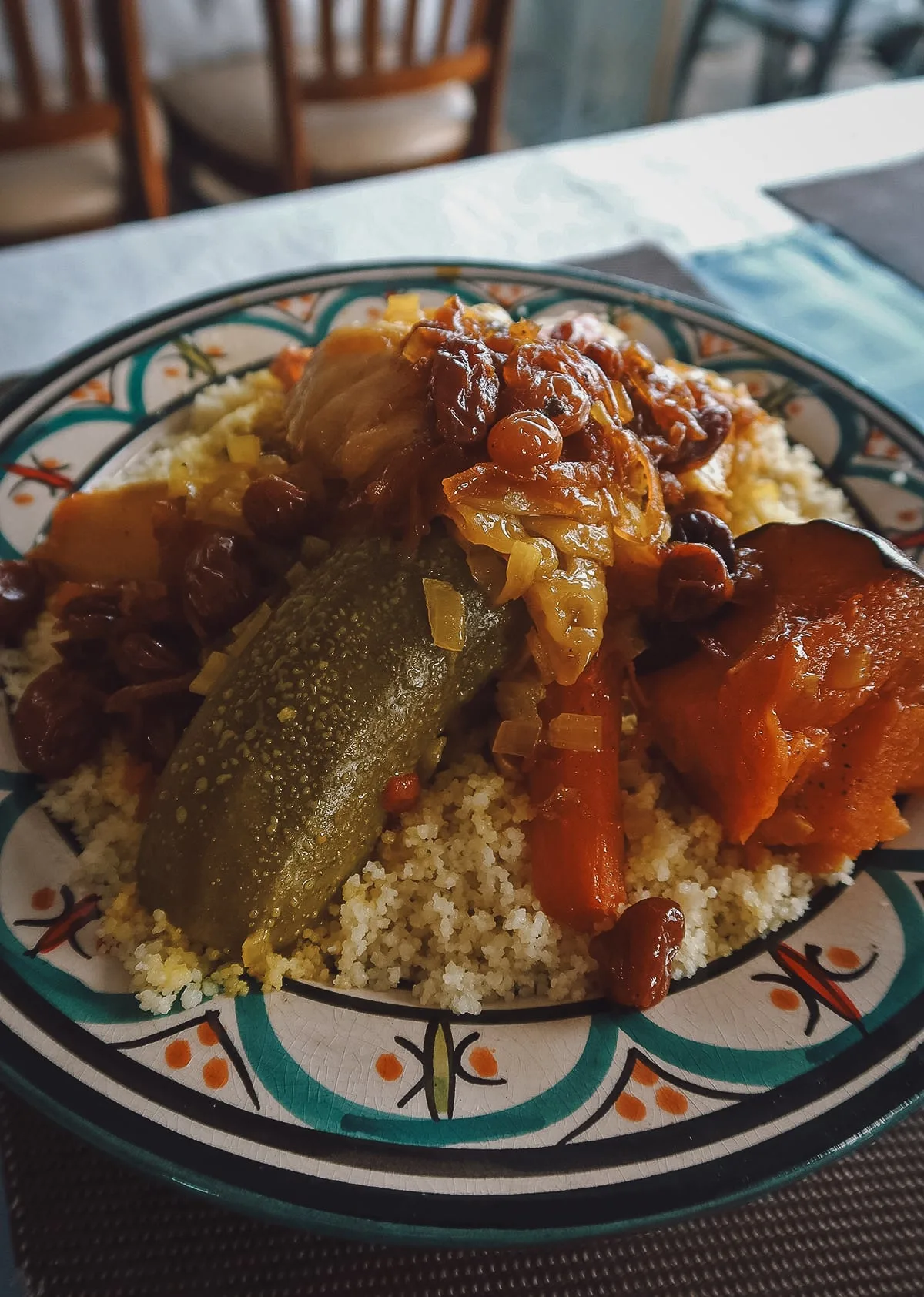 Vegetable couscous at a restaurant in Tangier