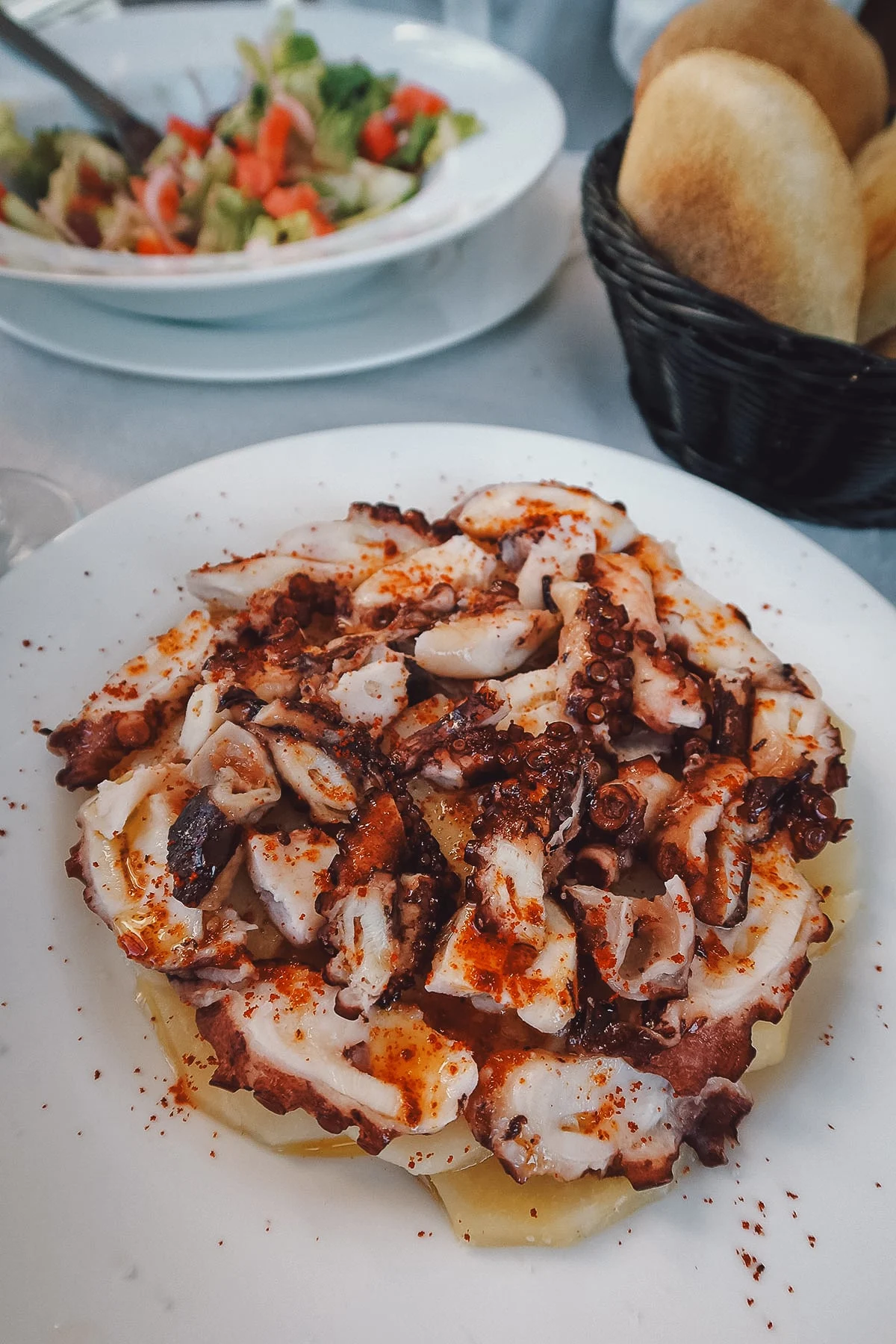 Pulpo Gallego dish at a restaurant in Tangier