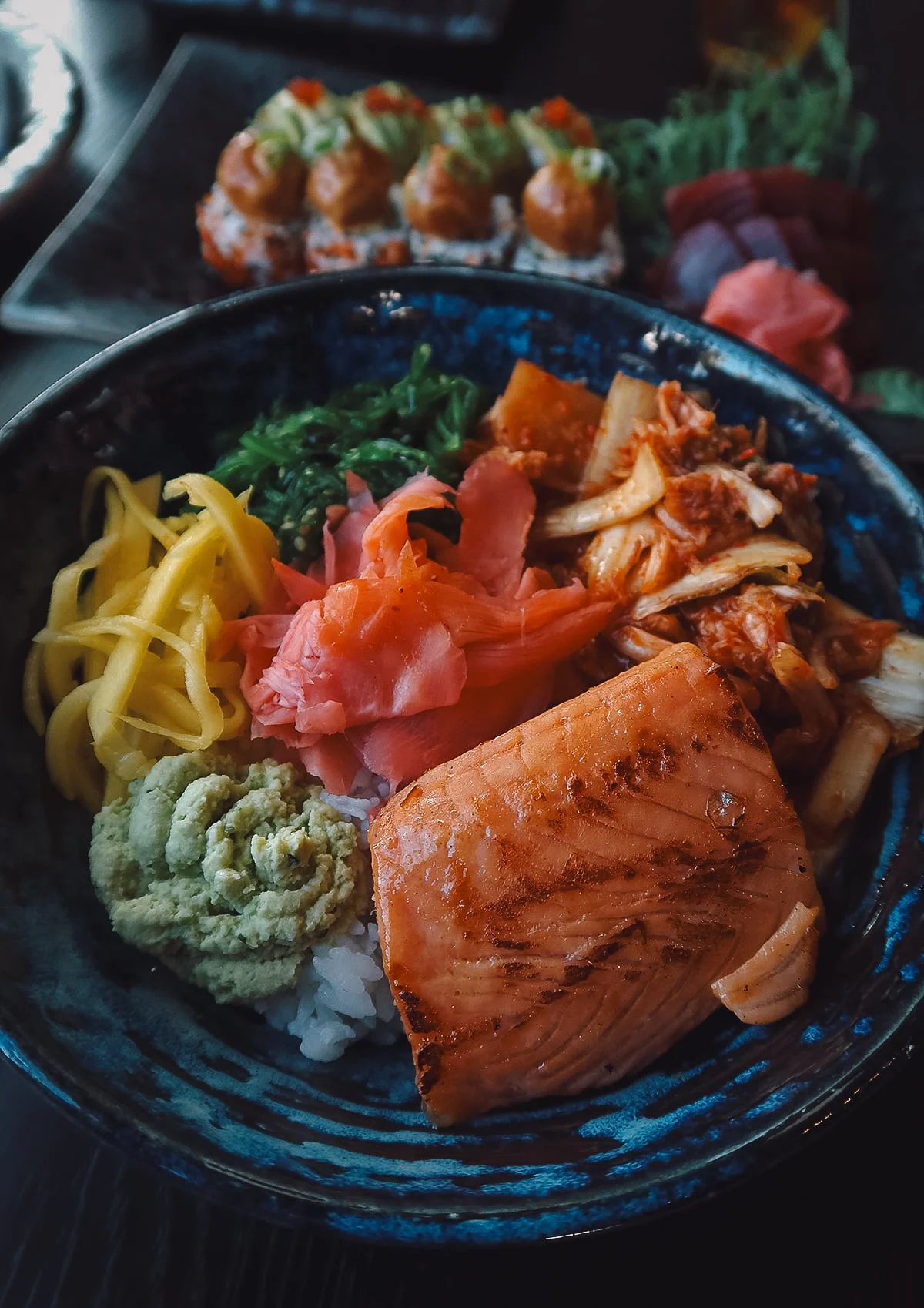 Salmon poke bowl at Izakaya