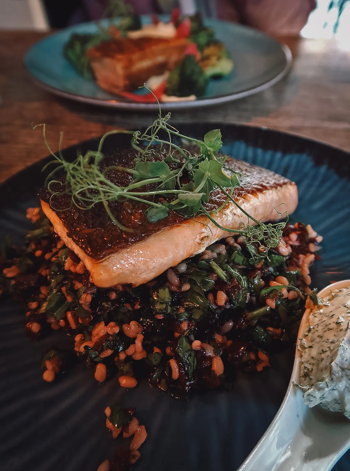 Grilled salmon at Otto and Frank