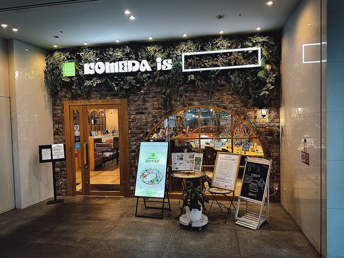 Vegan Restaurants in Tokyo, Japan Komeda Is restaurant exterior