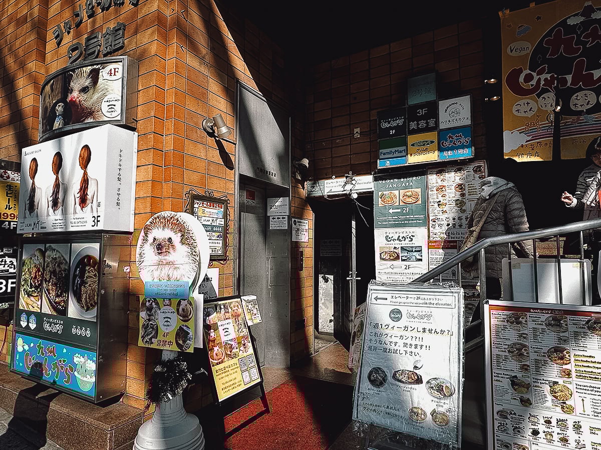 Vegan Restaurants in Tokyo, Japan Elevator to Vegan Bistro Jangara