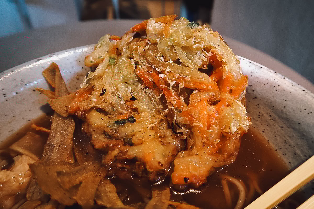 Vegan Restaurants in Tokyo, Japan Close-up of vegetable tempura at Ayler