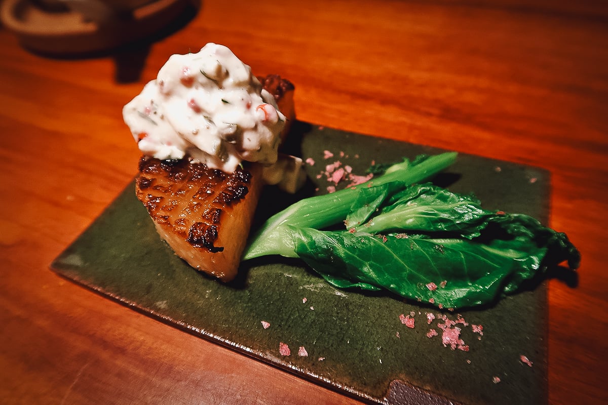 Veganic Monkey Magic Daikon radish and spring vegetables