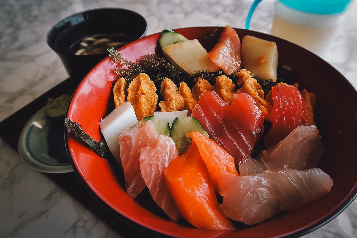 Where to Eat in Okinawa, Japan Seafood donburi at a restaurant in northern Okinawa
