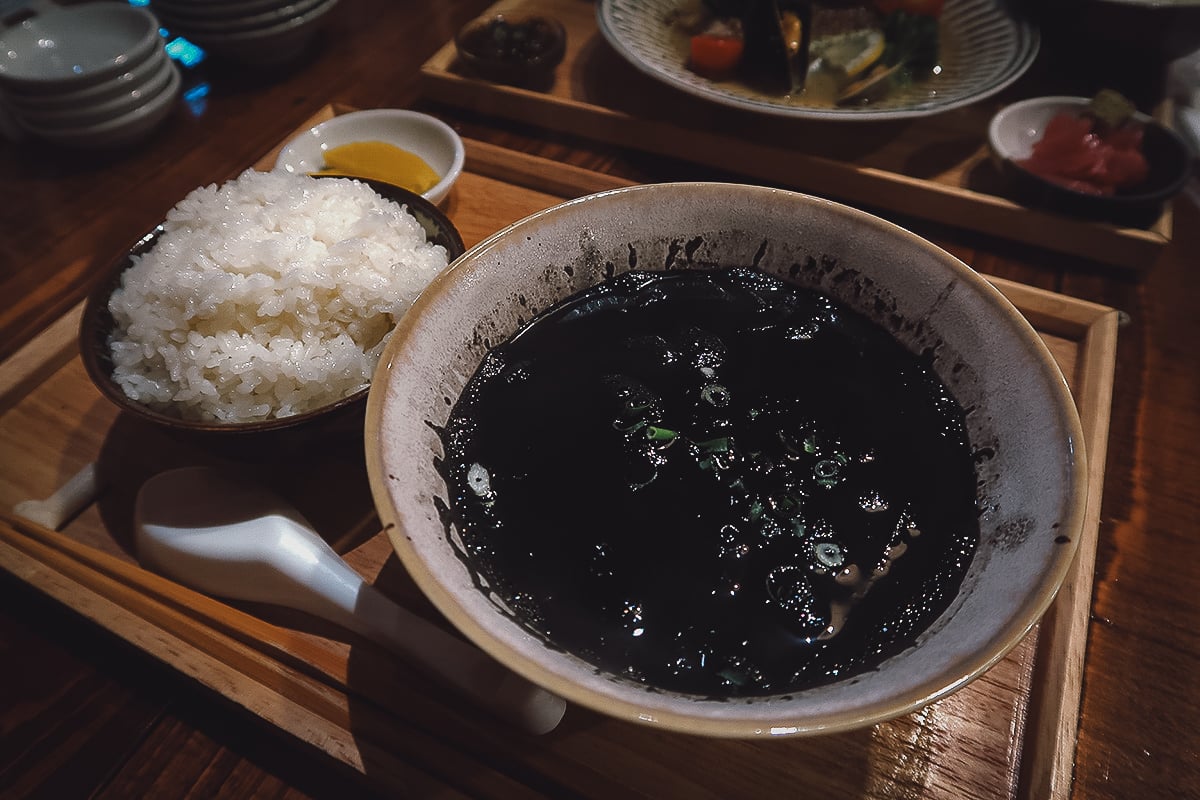 Where to Eat in Okinawa, Japan Squid ink soup at a restaurant in northern Okinawa