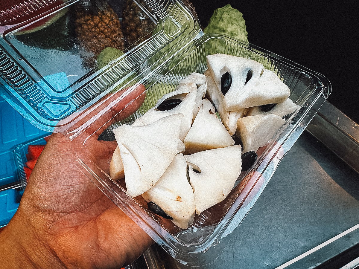 Night Markets in Taipei Sliced cherimoya at Guangzhou Night Market