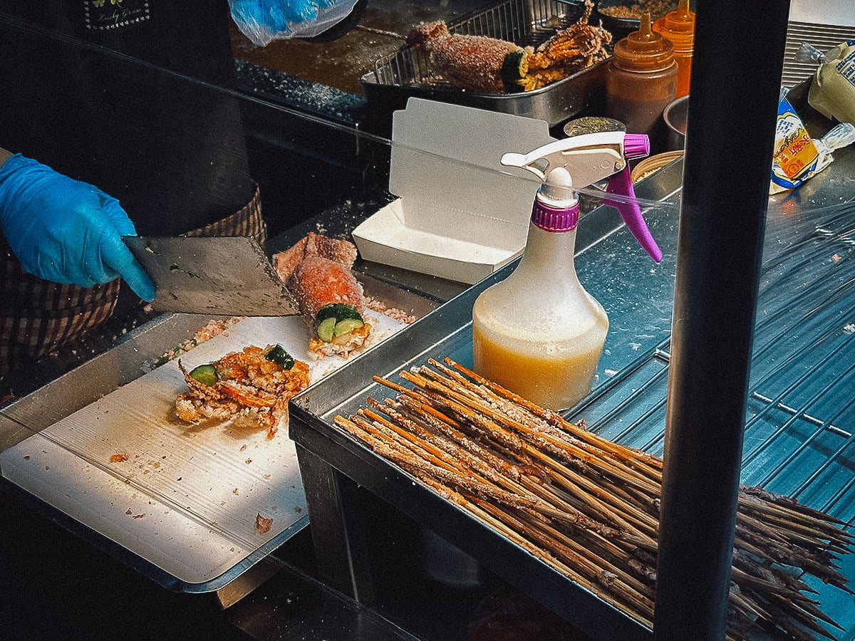 Night Markets in Taipei Stuffed squid dish