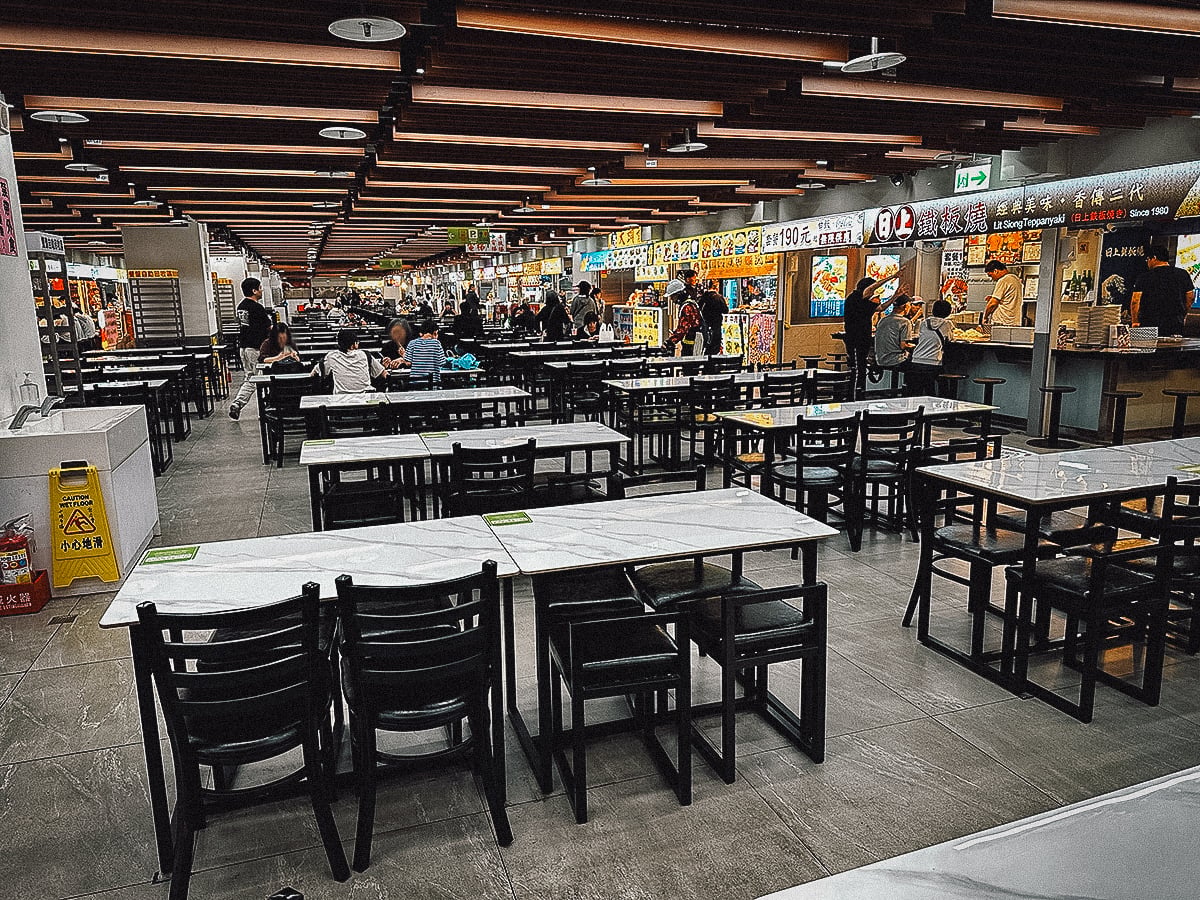 Night Markets in Taipei Covered food court at Shilin Night Market