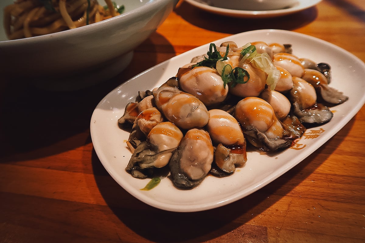 The Best Restaurants in Taipei Oyster dish at a restaurant in Taipei