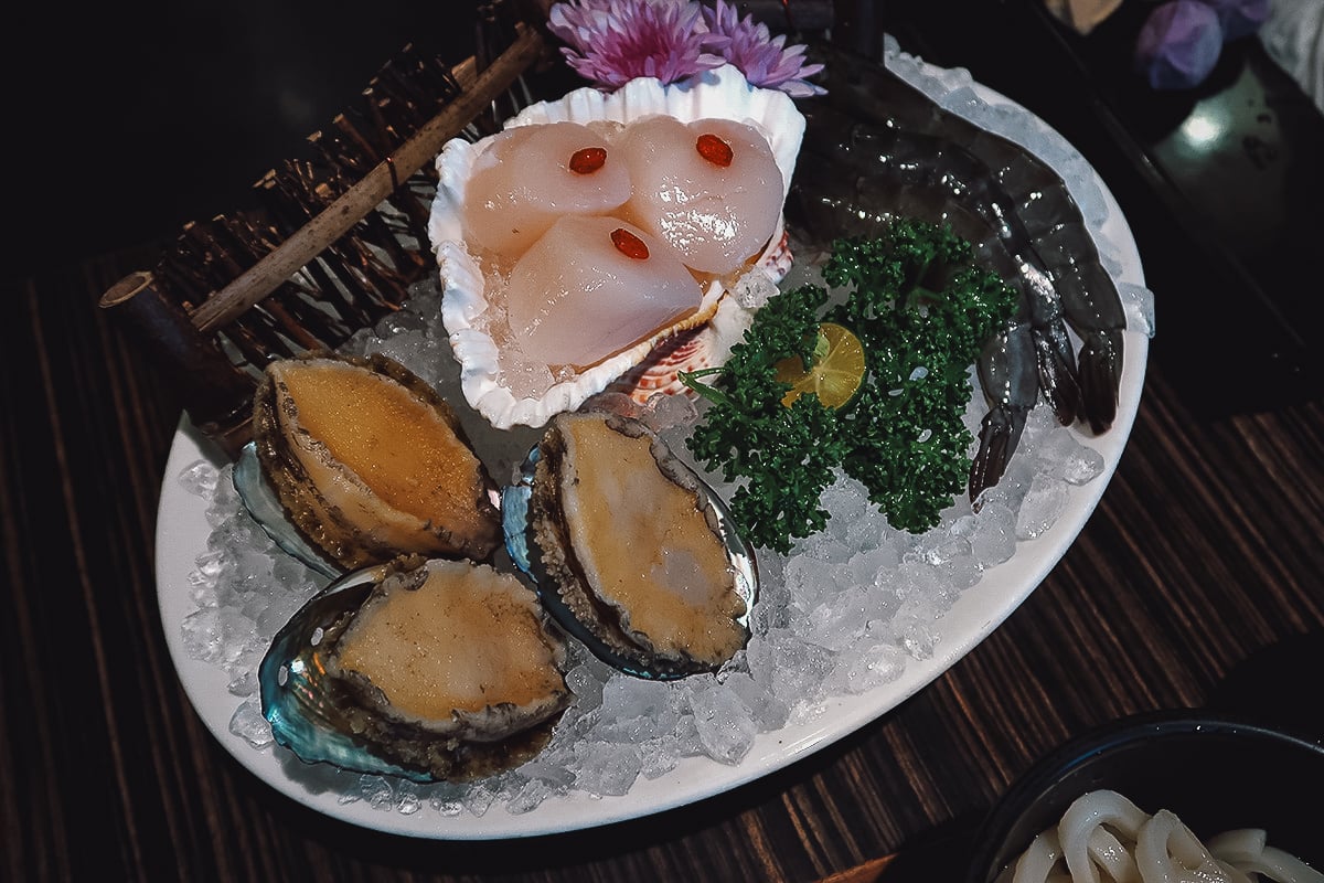 The Best Restaurants in Taipei Raw seafood plater at a hotpot restaurant in Taipei