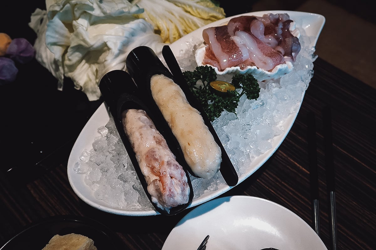 The Best Restaurants in Taipei Raw seafood plater at a hotpot restaurant in Taipei