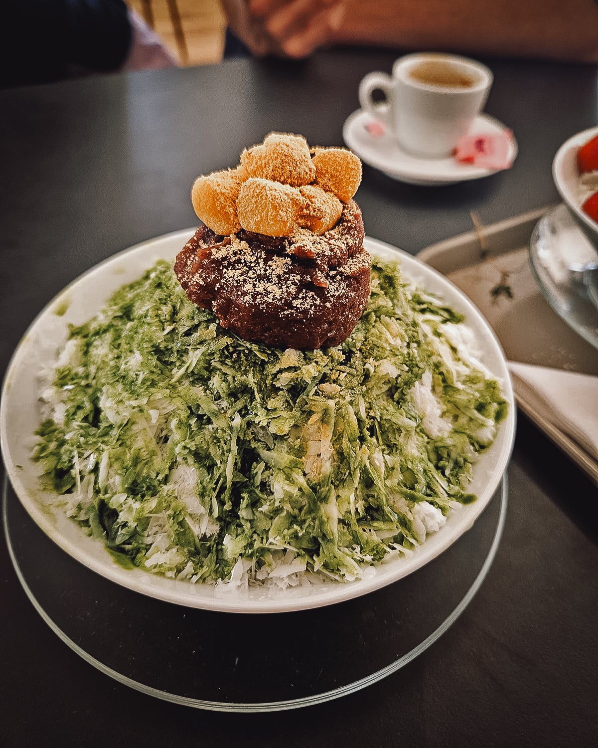 Sinchon and Hongdae Food Guide Green tea bingsu with red beans